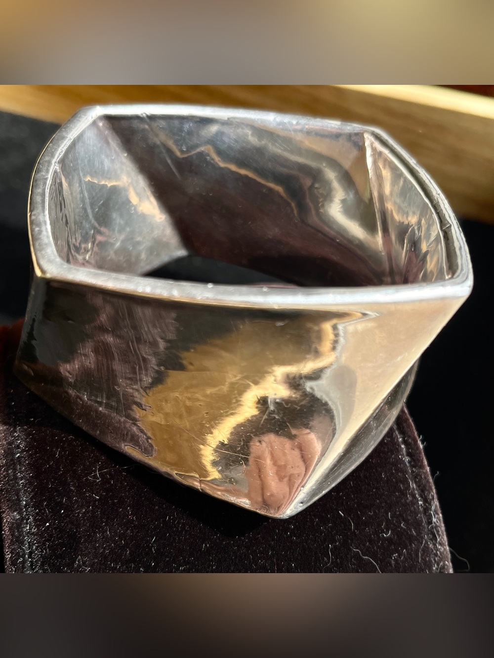 Vintage Handmade Twisted Geometric Square Sterling Silver 925 Bracelet 56.1g 8”